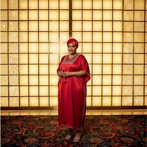 Gypsie Blu Summer Beach Cover Up Satin Sequences Kaftan Dress Party Wear Gown